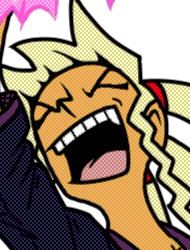 The No Straight Roads character, Mayday, is doing a stylised uppercut move,
           her fist engulfed in a pink flame that spirals down her body that becomes a rocket with a shark head on the top, wearing a martial arts 
           training outfit made to resemble the one worn by Mayday’s VA, Su-Ling Chan, with the text “Happy Birthday”
          